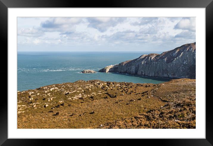 Sheep between North Stack and South Stack Framed Mounted Print by Jason Wells