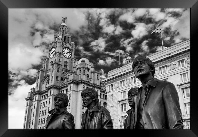 The Beatles statue in monochrome Framed Print by Jason Wells