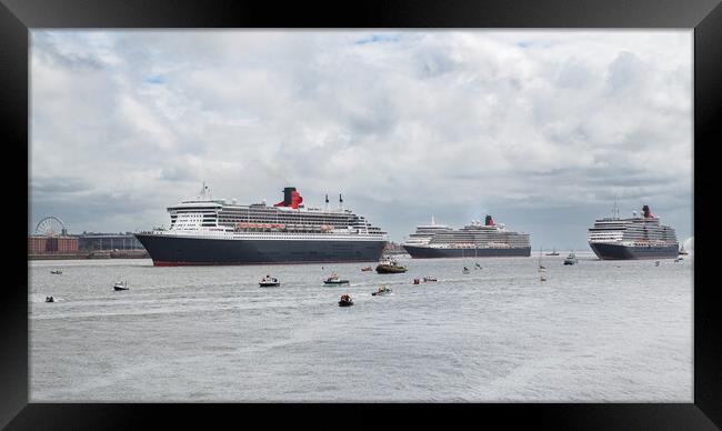 Three queens manoeuvre on the River Mersey Framed Print by Jason Wells