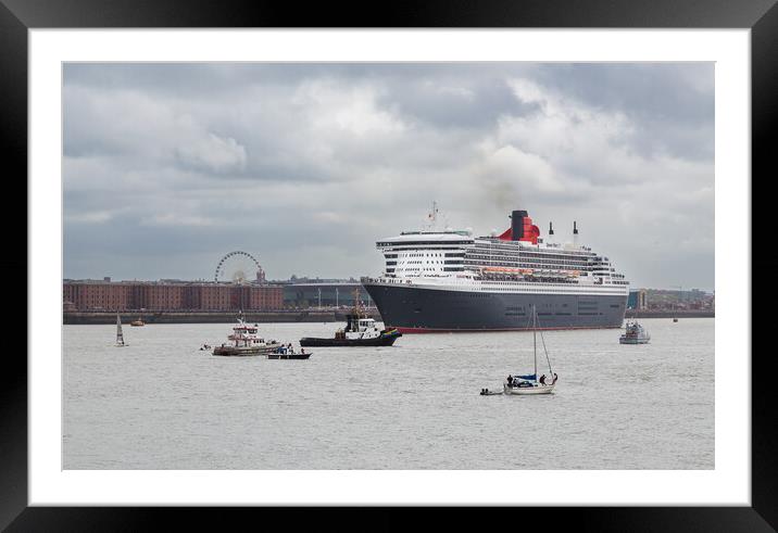 Queen Mary 2 turning on the River Mersey Framed Mounted Print by Jason Wells