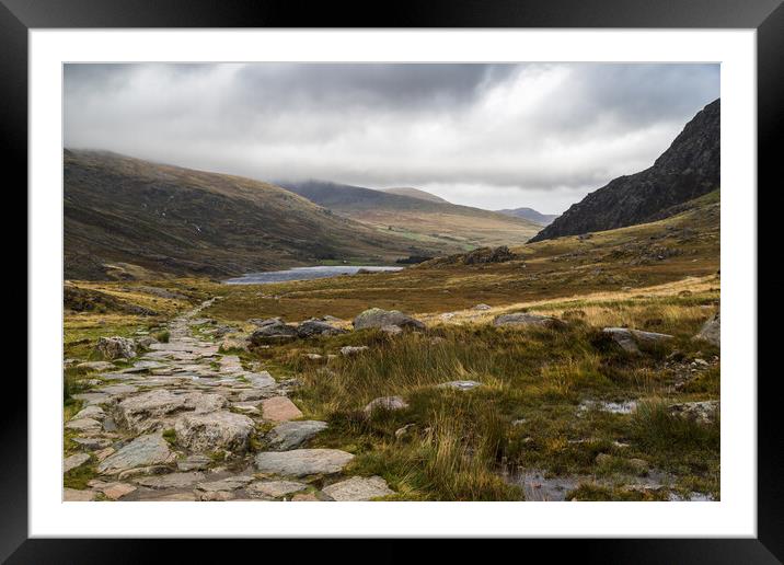 Steps down to Lake Ogwen Framed Mounted Print by Jason Wells