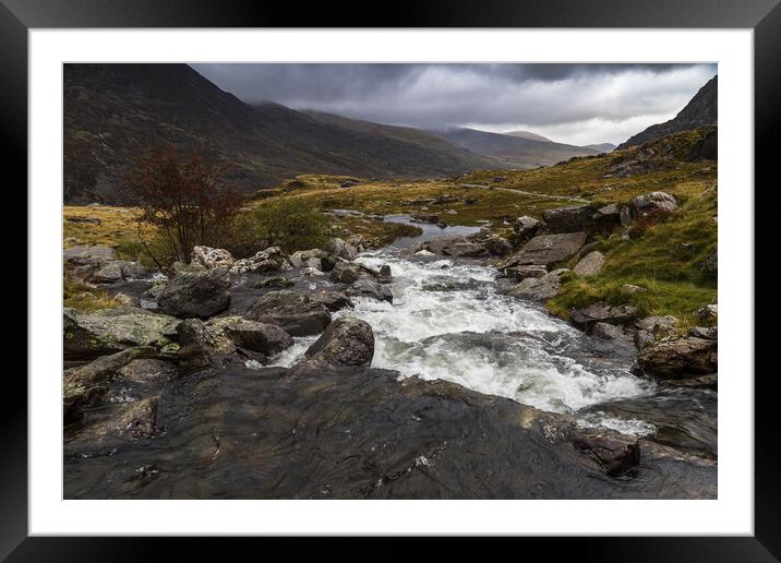 Water running off the Glyderau mountains Framed Mounted Print by Jason Wells