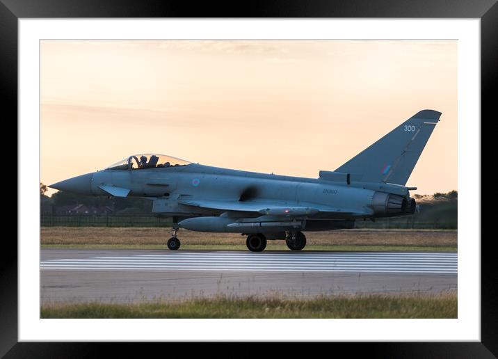 RAF Typhoon prepares to take off at sunset Framed Mounted Print by Jason Wells