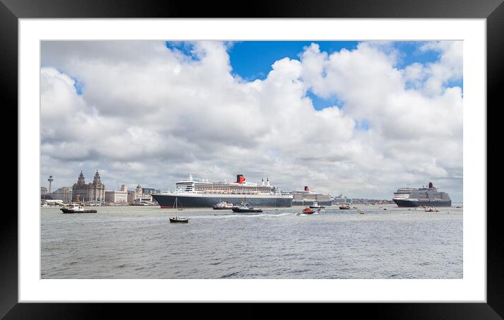 Queen Mary 2 leaving Liverpool Framed Mounted Print by Jason Wells