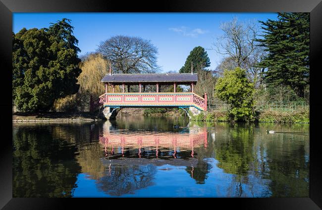 Duck by Swiss Bridge in Birkenhead Park Framed Print by Jason Wells