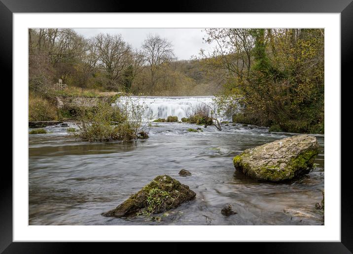 Water flowing over the Monsal Head weir Framed Mounted Print by Jason Wells