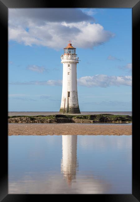 New Brighton Lighthouse reflections Framed Print by Jason Wells