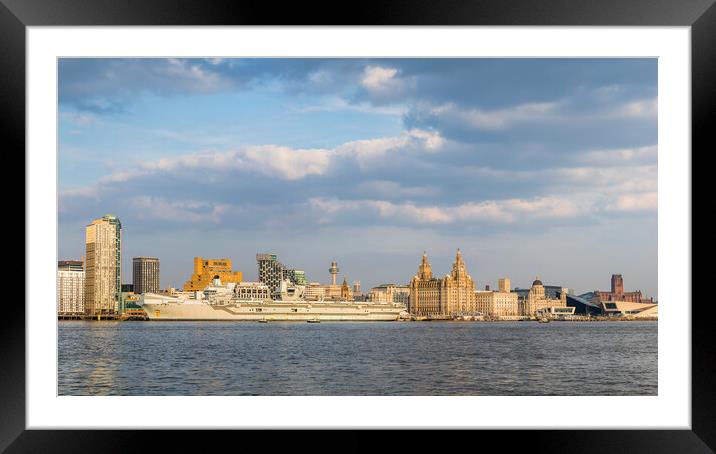 HMS Queen Elizabeth on the Liverpool waterfront Framed Mounted Print by Jason Wells
