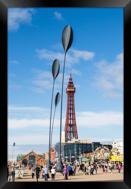 Busy promenade on the Blackpool seafront Framed Print by Jason Wells