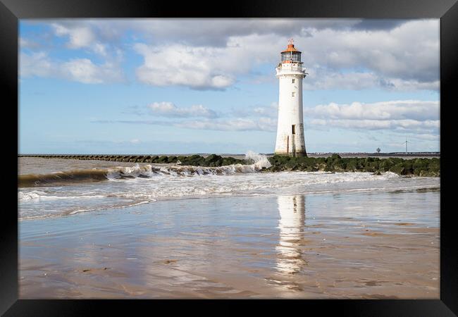 Reflections of New Brighton Lighthouse Framed Print by Jason Wells