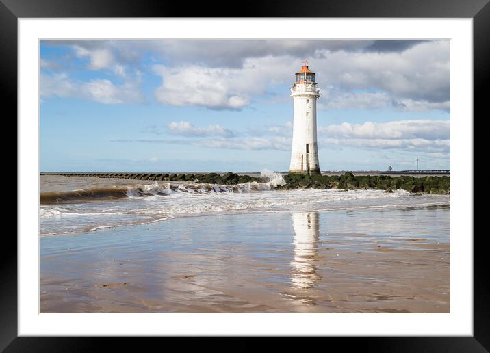 Reflections of New Brighton Lighthouse Framed Mounted Print by Jason Wells