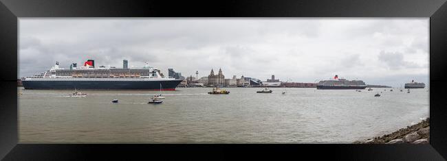 Cunard fleet meeting on the River Mersey Framed Print by Jason Wells