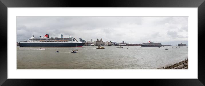 Cunard fleet meeting on the River Mersey Framed Mounted Print by Jason Wells