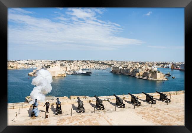 Presidential Salute Battery on the Valletta waterfront Framed Print by Jason Wells
