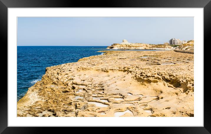 Pools of the Xwejni salt pans Framed Mounted Print by Jason Wells