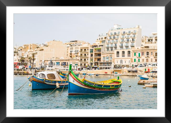 Colourful Spinola Bay cityscape Framed Mounted Print by Jason Wells