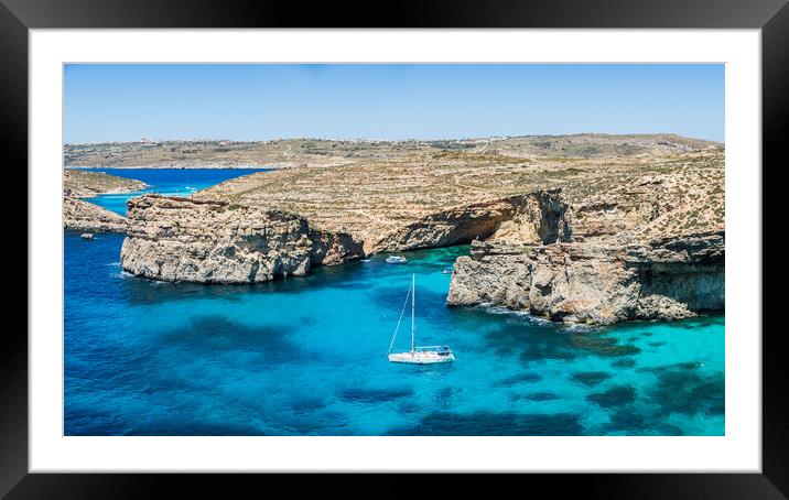 Yacht at the Blue Lagoon Framed Mounted Print by Jason Wells