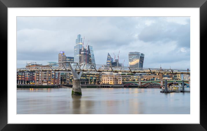 Millennium Bridge spanning the River Thames Framed Mounted Print by Jason Wells