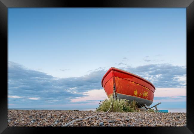 Red fishing boat at Dunwich Framed Print by Jason Wells