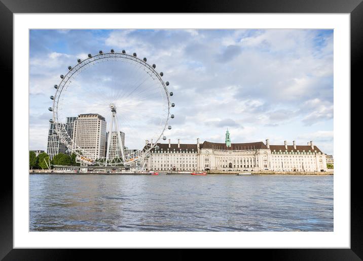 London Eye under a bright sky Framed Mounted Print by Jason Wells