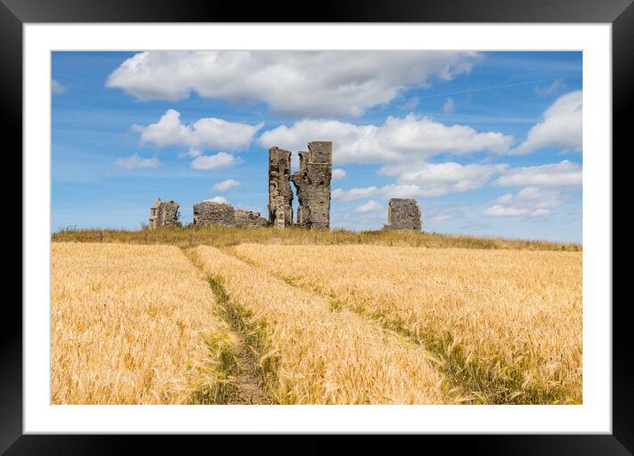 Tractor wheel marks lead to the ruined church of St James Framed Mounted Print by Jason Wells