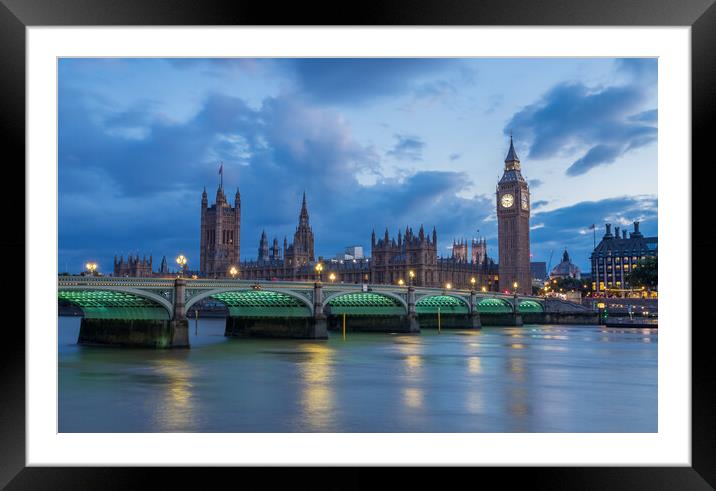 Westminster Bridge at twilight Framed Mounted Print by Jason Wells