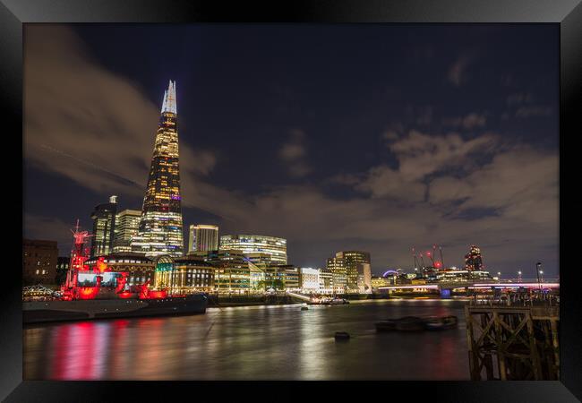 St Georges flag illuminated on The Shard Framed Print by Jason Wells