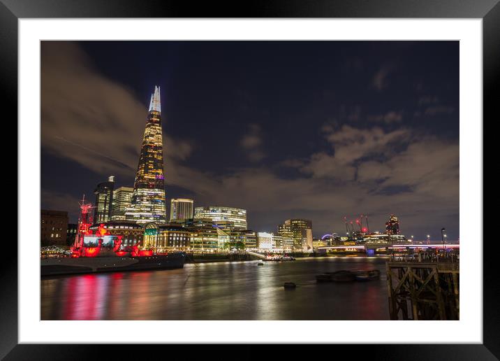 St Georges flag illuminated on The Shard Framed Mounted Print by Jason Wells