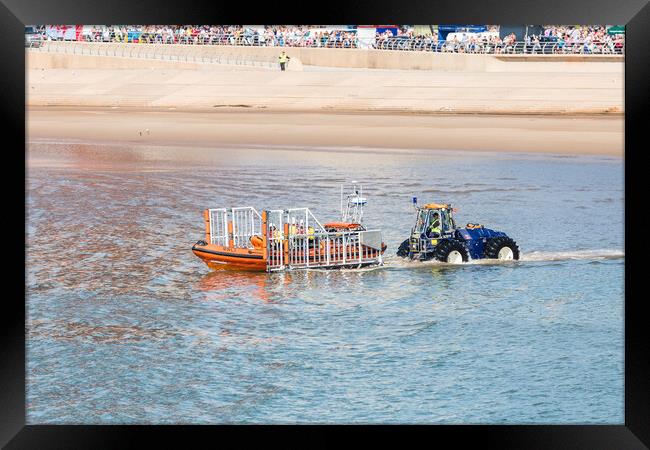 Life boat being launched from its semi submersible tractor Framed Print by Jason Wells
