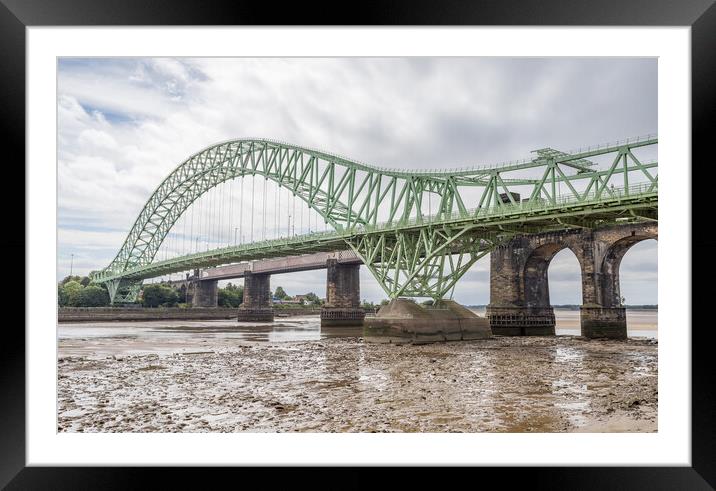 Silver Jubilee Bridge and Runcorn Railway Bridge Framed Mounted Print by Jason Wells