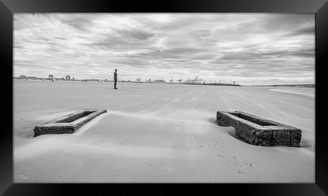 Another Place in black and white Framed Print by Jason Wells