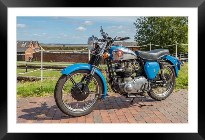 Blue BSA motorcycle Framed Mounted Print by Jason Wells
