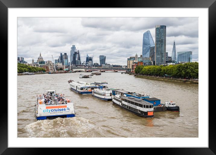 Passenger craft on the River Thames Framed Mounted Print by Jason Wells