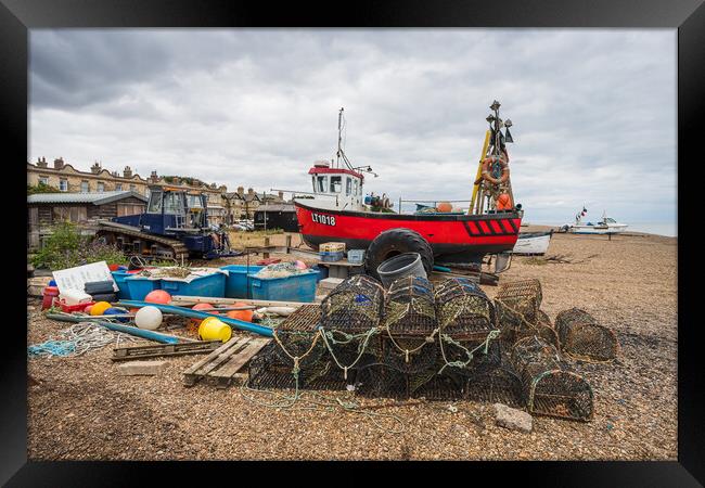 Colourful fishing gear on Aldeburgh Beach Framed Print by Jason Wells