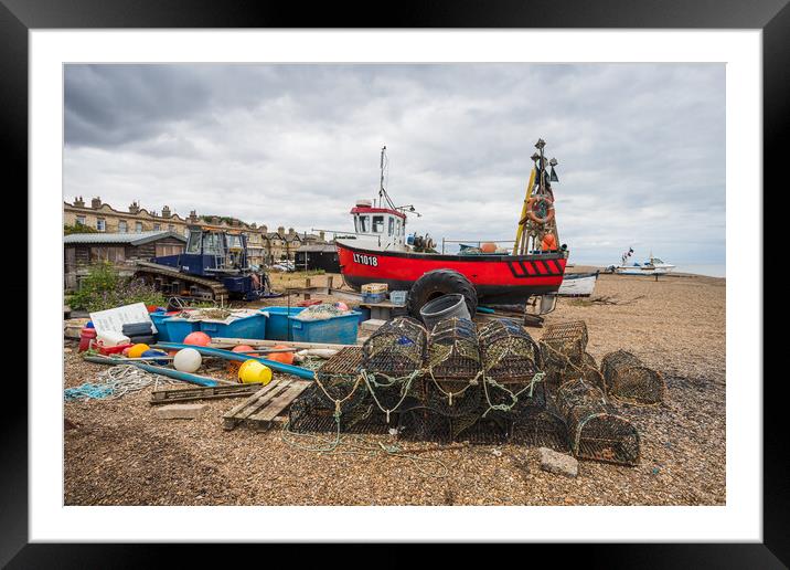 Colourful fishing gear on Aldeburgh Beach Framed Mounted Print by Jason Wells