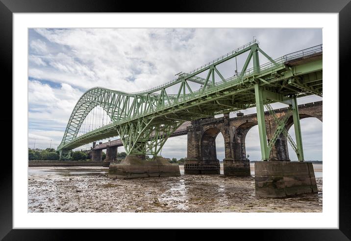 Runcorn Bridges at low tide Framed Mounted Print by Jason Wells