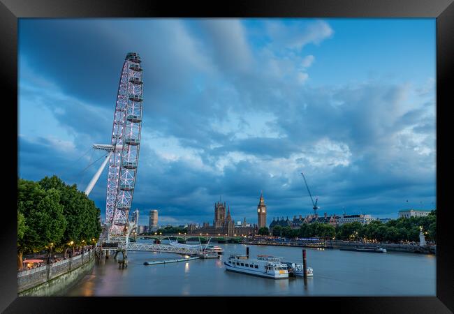 Twilight over the London Eye Framed Print by Jason Wells