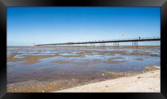 Pools of water in front of Southport Pier Framed Print by Jason Wells