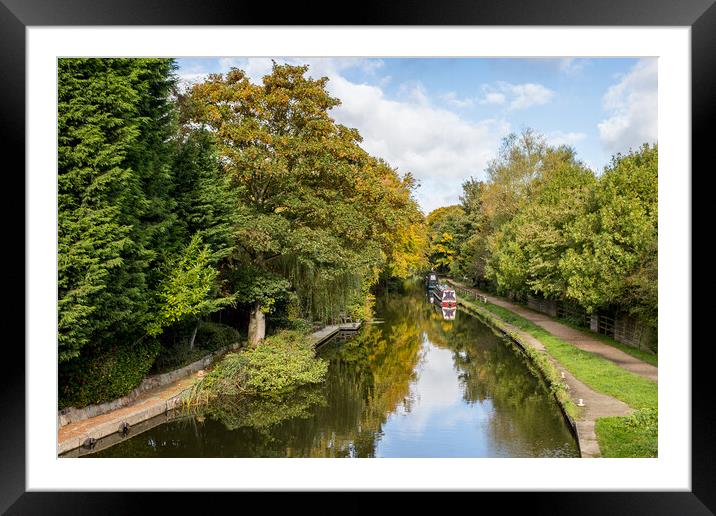 Looking up the Leeds Liverpool canal in autumn Framed Mounted Print by Jason Wells