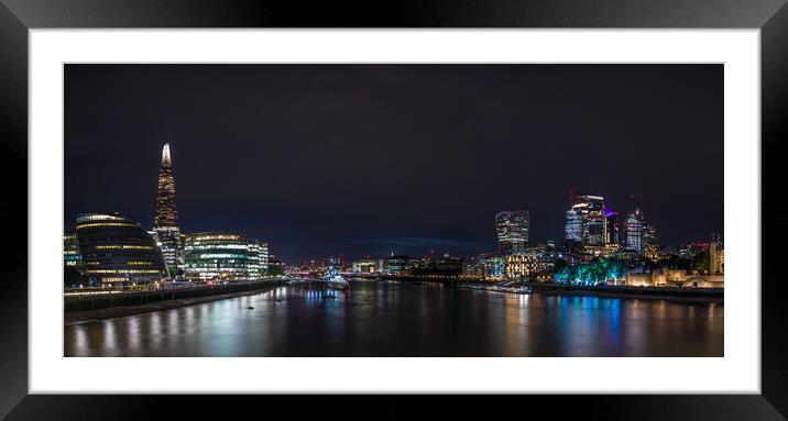 London skyline panorama at night Framed Mounted Print by Jason Wells