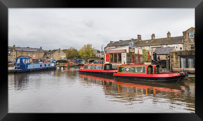 Narrow boats in Skipton canal basin Framed Print by Jason Wells