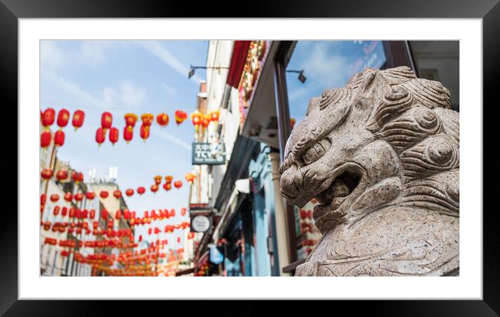 Lion in London Chinatown Framed Mounted Print by Jason Wells