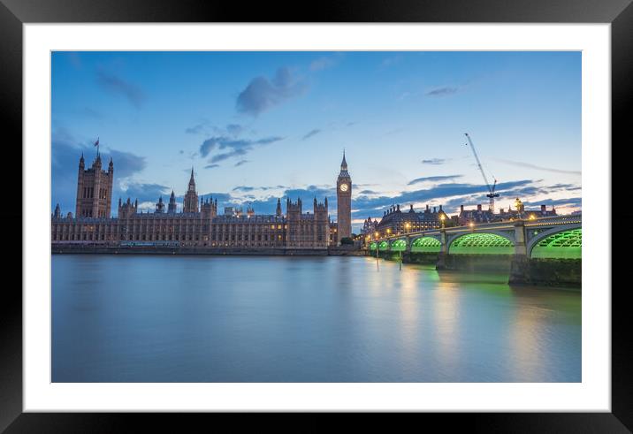 Westminster Bridge after sunset Framed Mounted Print by Jason Wells