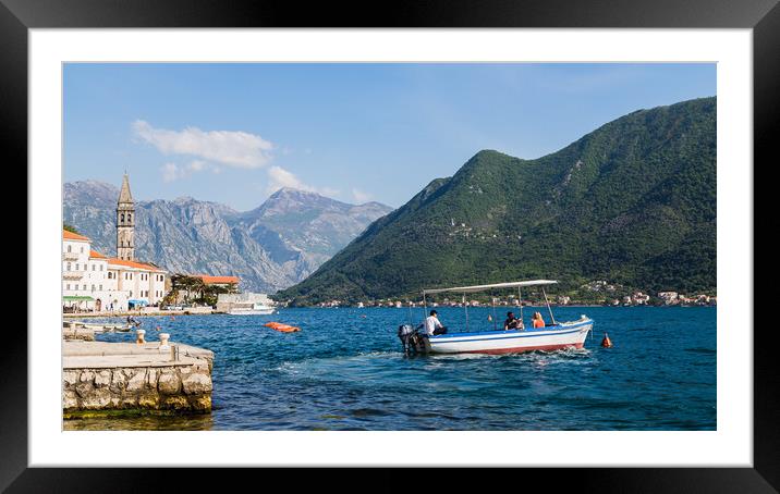 Tourist boat leaving Perast Framed Mounted Print by Jason Wells