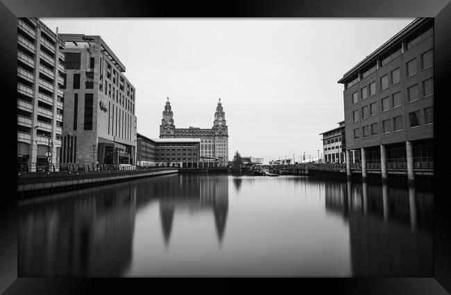 Liver Building reflecting in Princes Dock Framed Print by Jason Wells