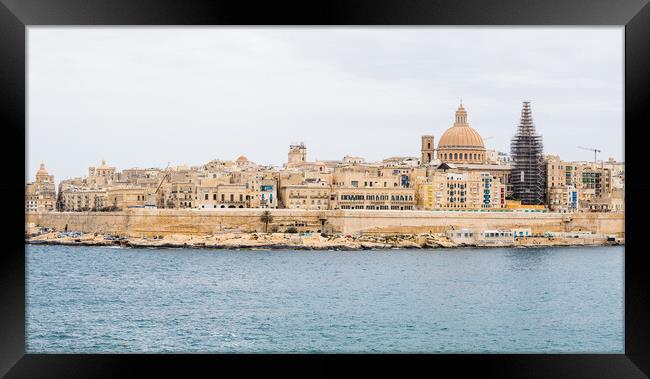 Valletta waterfront from Marsamxett Harbour Framed Print by Jason Wells