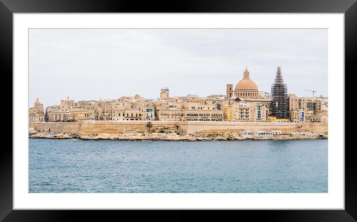 Valletta waterfront from Marsamxett Harbour Framed Mounted Print by Jason Wells