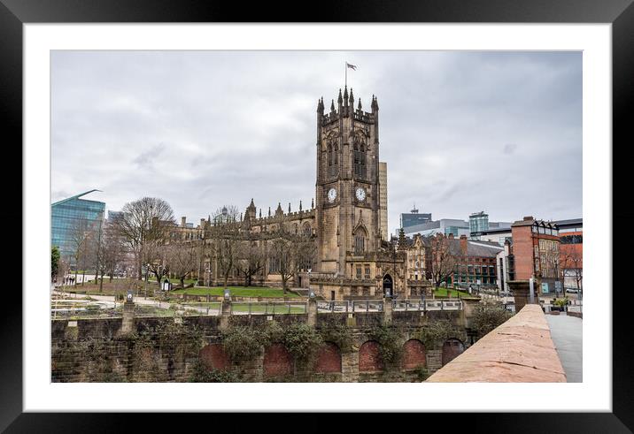 Manchester Cathedral on the River Irwell Framed Mounted Print by Jason Wells