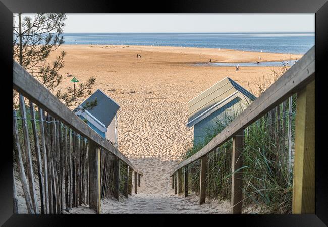 Steps down to the beach huts Framed Print by Jason Wells