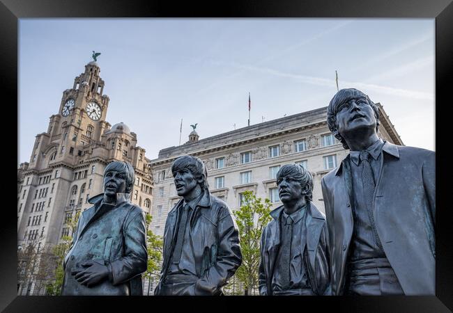 The Beatles Statue on the Liverpool waterferfront Framed Print by Jason Wells
